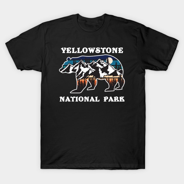 Vintage Yellowstone National Park Wyoming 70s Bear Hiking T-Shirt by kalponik